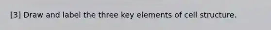 [3] Draw and label the three key elements of cell structure.