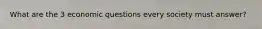 What are the 3 economic questions every society must answer?
