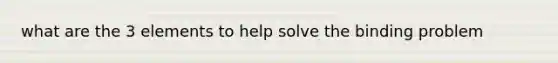 what are the 3 elements to help solve the binding problem