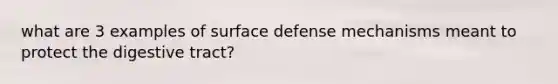 what are 3 examples of surface defense mechanisms meant to protect the digestive tract?