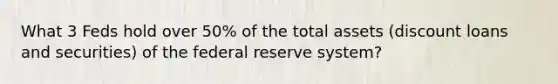 What 3 Feds hold over 50% of the total assets (discount loans and securities) of the federal reserve system?