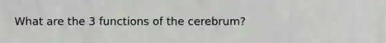 What are the 3 functions of the cerebrum?