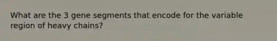 What are the 3 gene segments that encode for the variable region of heavy chains?