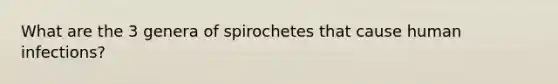 What are the 3 genera of spirochetes that cause human infections?