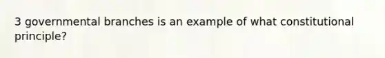 3 governmental branches is an example of what constitutional principle?