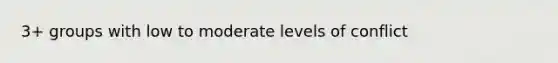 3+ groups with low to moderate levels of conflict