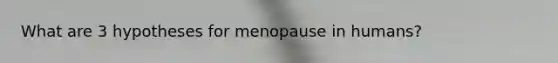 What are 3 hypotheses for menopause in humans?