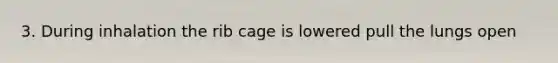 3. During inhalation the rib cage is lowered pull the lungs open