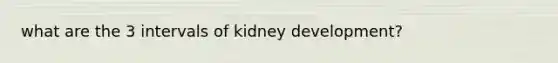 what are the 3 intervals of kidney development?