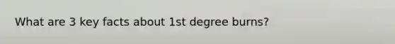 What are 3 key facts about 1st degree burns?