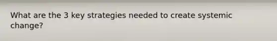 What are the 3 key strategies needed to create systemic change?