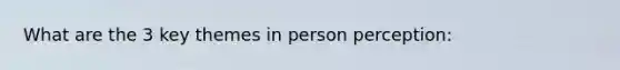 What are the 3 key themes in person perception: