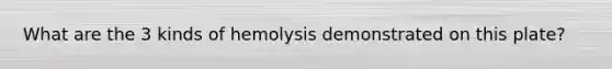 What are the 3 kinds of hemolysis demonstrated on this plate?