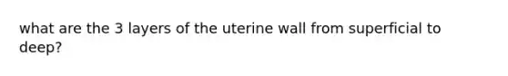 what are the 3 layers of the uterine wall from superficial to deep?