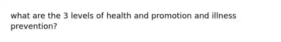 what are the 3 levels of health and promotion and illness prevention?