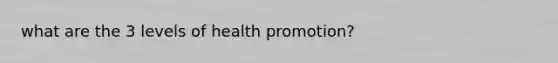 what are the 3 levels of health promotion?