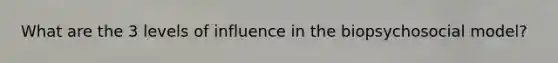 What are the 3 levels of influence in the biopsychosocial model?