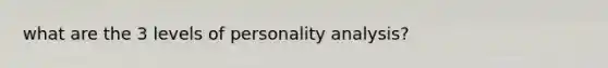 what are the 3 levels of personality analysis?