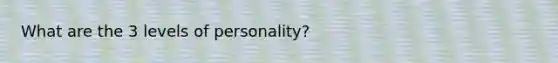 What are the 3 levels of personality?