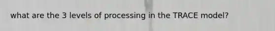 what are the 3 levels of processing in the TRACE model?