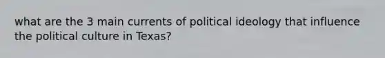 what are the 3 main currents of political ideology that influence the political culture in Texas?