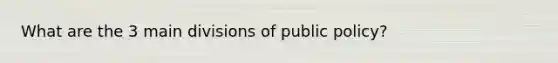 What are the 3 main divisions of public policy?