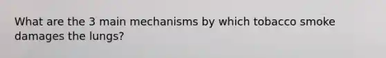 What are the 3 main mechanisms by which tobacco smoke damages the lungs?