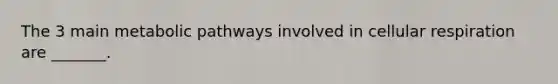 The 3 main metabolic pathways involved in cellular respiration are _______.
