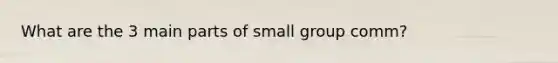 What are the 3 main parts of small group comm?