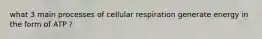 what 3 main processes of cellular respiration generate energy in the form of ATP ?