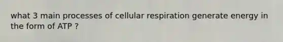 what 3 main processes of cellular respiration generate energy in the form of ATP ?