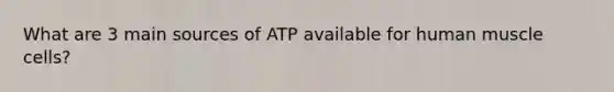 What are 3 main sources of ATP available for human muscle cells?