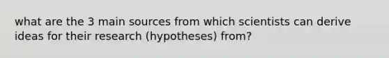 what are the 3 main sources from which scientists can derive ideas for their research (hypotheses) from?