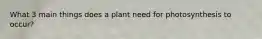 What 3 main things does a plant need for photosynthesis to occur?