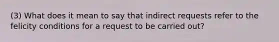 (3) What does it mean to say that indirect requests refer to the felicity conditions for a request to be carried out?