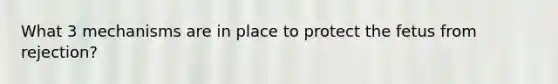 What 3 mechanisms are in place to protect the fetus from rejection?