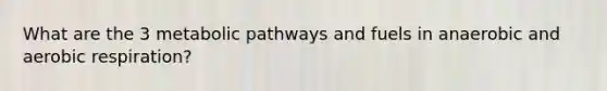 What are the 3 metabolic pathways and fuels in anaerobic and aerobic respiration?