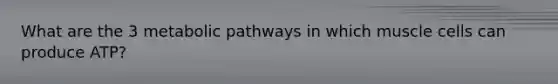 What are the 3 metabolic pathways in which muscle cells can produce ATP?