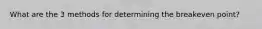 What are the 3 methods for determining the breakeven point?