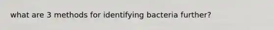 what are 3 methods for identifying bacteria further?