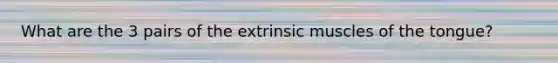 What are the 3 pairs of the extrinsic muscles of the tongue?