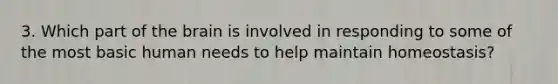 3. Which part of the brain is involved in responding to some of the most basic human needs to help maintain homeostasis?