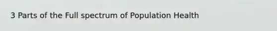 3 Parts of the Full spectrum of Population Health