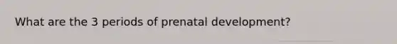 What are the 3 periods of prenatal development?