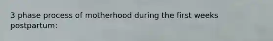 3 phase process of motherhood during the first weeks postpartum: