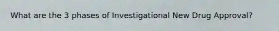 What are the 3 phases of Investigational New Drug Approval?