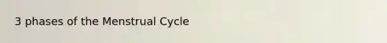 3 phases of the Menstrual Cycle