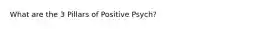 What are the 3 Pillars of Positive Psych?