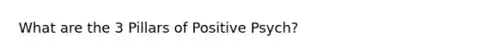 What are the 3 Pillars of Positive Psych?