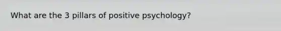 What are the 3 pillars of positive psychology?